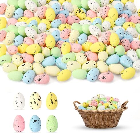 JULBEAR 50PCS Easter Mini Eggs, Easter Multi-Color Foam Egg Decorations, Artificial Bird Eggs, Party Decorative Easter Eggs, Speckled Eggs for Kid Art Crafts Supplies Basket Stuffers Assorted Color in Saudi Arabia