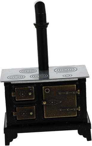 BESTonZON Mini House Furniture Model Iron Cooking Bench with Long Chimney Realistic Miniature Dollhouse Stove Decoration Tasteless Craft for Miniature Home and Desktop Ornament in Saudi Arabia