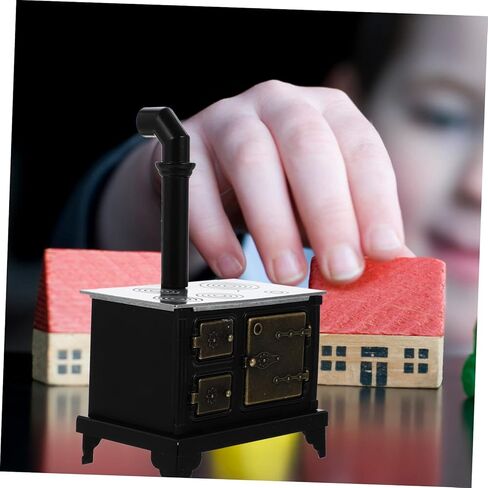 BESTonZON Mini House Furniture Model Iron Cooking Bench with Long Chimney Realistic Miniature Dollhouse Stove Decoration Tasteless Craft for Miniature Home and Desktop Ornament in Saudi Arabia