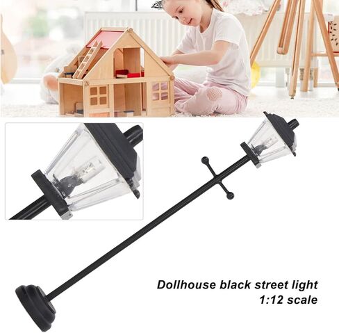 Dollhouse Street Light, LED Miniature for 1/12 Scale, Outdoor Pathway Lantern Post, Black, for Miniature Houses, Outdoor Decor, and Collectors in Saudi Arabia