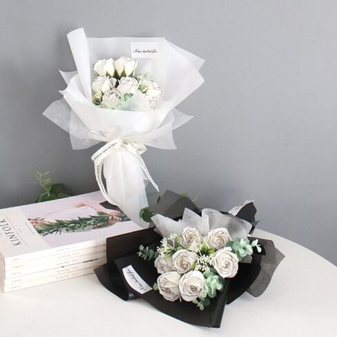 ArrErr 76 Sheets Flower Wrapping Tissue Paper Waterproof Soft Silky Floral Wrapping Flower Lining Papers Liners for Flower Bouquet Packaging Florists Flowers Arrangement Craft Project Black and White in Saudi Arabia