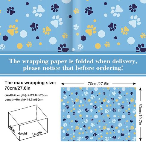 FYSUIMU 8 Sheets Blue Dog Theme Wrapping Paper -Not Roll- Dog Paw Print Gift Wrap Paper Folded Flat for Baby Shower Birthday Party Holiday DIY Crafts, 19.7 x 27.6 Inch in Saudi Arabia