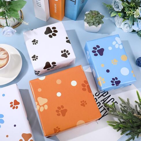 FYSUIMU 8 Sheets Blue Dog Theme Wrapping Paper -Not Roll- Dog Paw Print Gift Wrap Paper Folded Flat for Baby Shower Birthday Party Holiday DIY Crafts, 19.7 x 27.6 Inch in Saudi Arabia