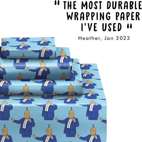 CENTRAL 23 Donald Trump Wrapping Paper - 6 Sheets Of Birthday Gift Wrap - Trump Dancing - Funny Wrapping Paper For Men Women - Blue - Recyclable in Saudi Arabia