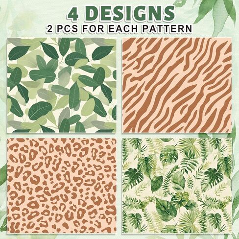 AnyDesign 8 Sheets Animal Print Wrapping Paper - Not Roll - Safari Animal Greenery Leaves Gift Wrap Paper Folded Flat for DIY Crafts Birthday Holiday Jungle Party, 19.7 x 27.6 Inch in Saudi Arabia