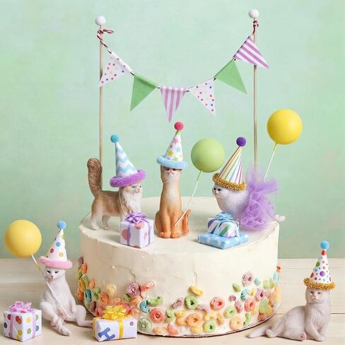 Weysat 22 Pcs Animal Birthday Party Decorations Animal Cake Cupcake Toppers with Mini Hat Gift Box Cake Flag Skirt Lollipop for Jungle Safari Dollhouse Themed Birthday Party Favor Supplies, No Animals in Saudi Arabia