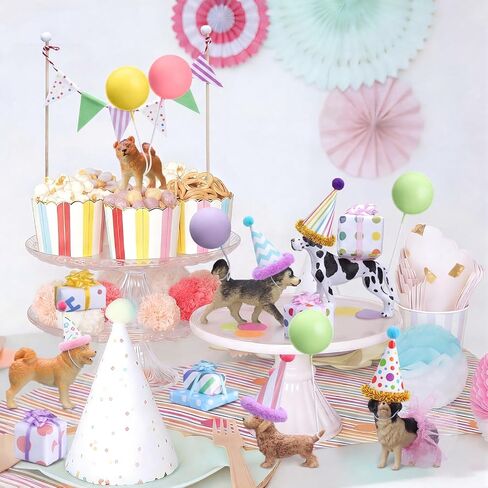 Weysat 22 Pcs Animal Birthday Party Decorations Animal Cake Cupcake Toppers with Mini Hat Gift Box Cake Flag Skirt Lollipop for Jungle Safari Dollhouse Themed Birthday Party Favor Supplies, No Animals in Saudi Arabia