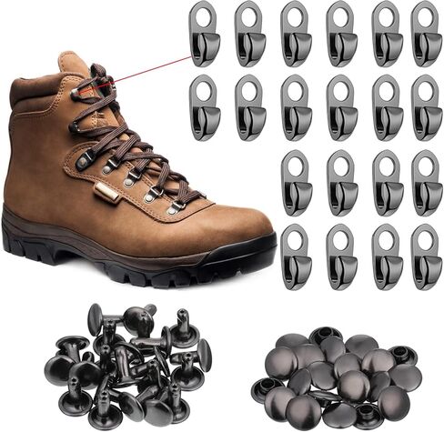 Metal Boot Lace Hooks, 20 Sets Boot Hook Eyelets Metal Outdoor Lace Buckle Speed Hooks for Hiking Shoes for Hiking Boots Repair Leather Shoes in Saudi Arabia
