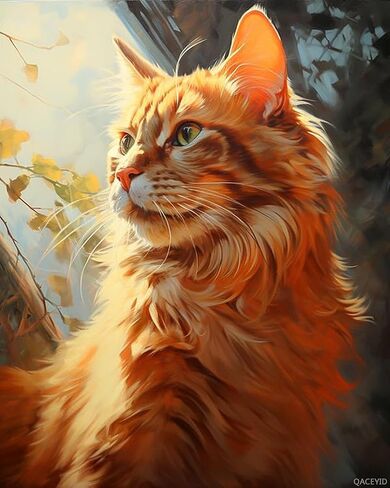 QACEYID Digital Painting Orange Cat, DIY Oil Painting Paint by Numbers Kit on Canvas, Coloring Games for Adult Beginner, 40x50cm in Saudi Arabia