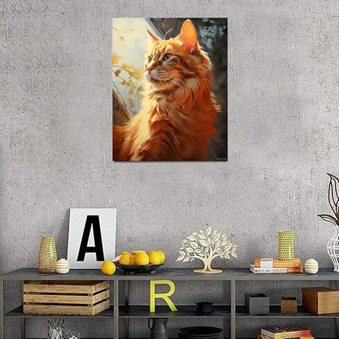 QACEYID Digital Painting Orange Cat, DIY Oil Painting Paint by Numbers Kit on Canvas, Coloring Games for Adult Beginner, 40x50cm in Saudi Arabia