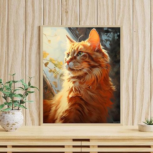 QACEYID Digital Painting Orange Cat, DIY Oil Painting Paint by Numbers Kit on Canvas, Coloring Games for Adult Beginner, 40x50cm in Saudi Arabia