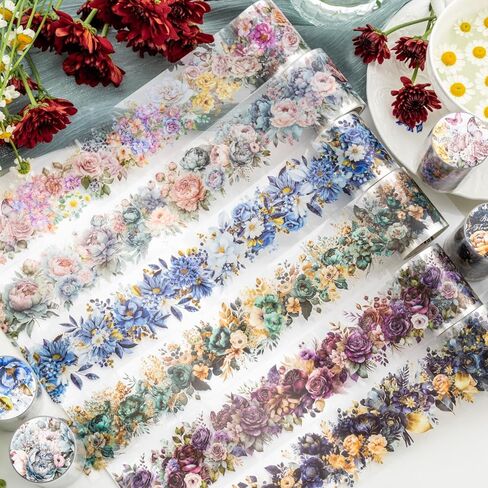 1 Roll 2M Long Floral PET Decorative Stickers Set Seasonal Flower Designs,Nature Inspired for DIY Crafts,Journaling Scrapbooking in Saudi Arabia