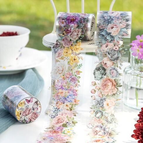 1 Roll 2M Long Floral PET Decorative Stickers Set Seasonal Flower Designs,Nature Inspired for DIY Crafts,Journaling Scrapbooking in Saudi Arabia