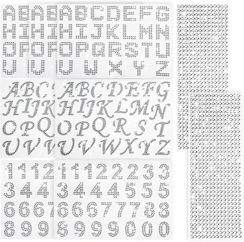 10 Sheets Glitter Sticker Letters 3 Styles Silver Rhinestone Number Stickers Bling Crystal Glitter Alphabet Stickers Self Adhesive Gemstone Border Stickers or DIY Crafts, Decoration and Scrapbooking in Saudi Arabia