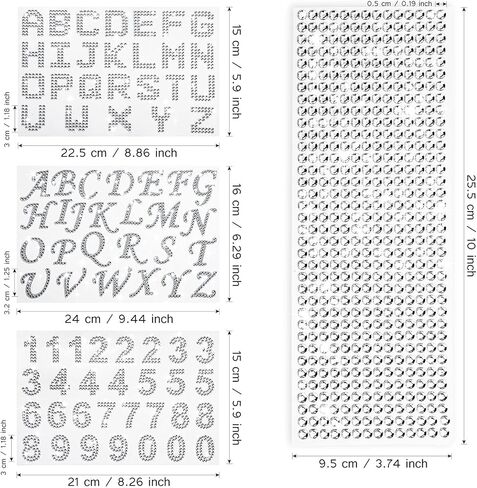 10 Sheets Glitter Sticker Letters 3 Styles Silver Rhinestone Number Stickers Bling Crystal Glitter Alphabet Stickers Self Adhesive Gemstone Border Stickers or DIY Crafts, Decoration and Scrapbooking in Saudi Arabia