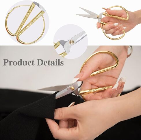 3-Pack Fabric Scissors Set for Sewing, 5.1" Gold Embroidery Scissors, 4.1" Thread Snips & 5.1" Dressmaking Shears, High Carbon Steel, for Sewing, Knitting, DIY Crafts" in Saudi Arabia