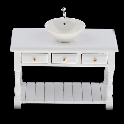 Baosity 1/12 Scale Basin Sink,Mini House Bathroom Furniture Sink,Wash Basin Cabinet for Doll House Furniture Model Bathroom Kitchen Decoration Accessories in Saudi Arabia