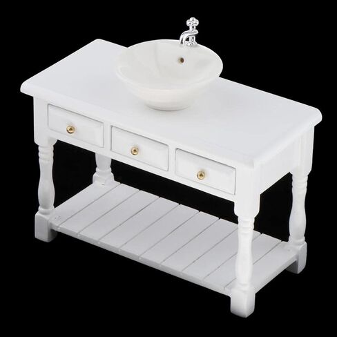 Baosity 1/12 Scale Basin Sink,Mini House Bathroom Furniture Sink,Wash Basin Cabinet for Doll House Furniture Model Bathroom Kitchen Decoration Accessories in Saudi Arabia
