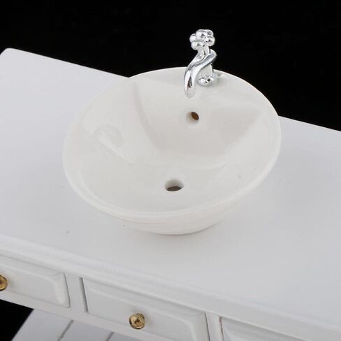Baosity 1/12 Scale Basin Sink,Mini House Bathroom Furniture Sink,Wash Basin Cabinet for Doll House Furniture Model Bathroom Kitchen Decoration Accessories in Saudi Arabia