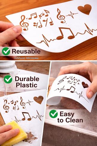Musical Notes Stencil – Music Note Pattern Reusable Template for Painting, Crafting, Walls, Instruments, DIY Art and Home Decor in Saudi Arabia