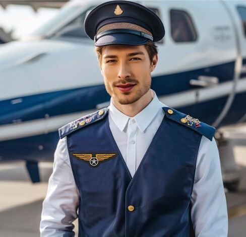 Airline Pilot Captain Costume Kit - Dress Up Accessory With Embroidered Iron On Sew On Patches in Saudi Arabia