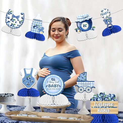 Jollyboom Berry Baby Shower Decorations Girl, 8pcs A Berry Sweet Baby Is on The Way Honeycomb Centerpiece Blueberry Double-Sided Printing Table Decoration for Fruit Theme Baby Shower Party Decoration in Saudi Arabia
