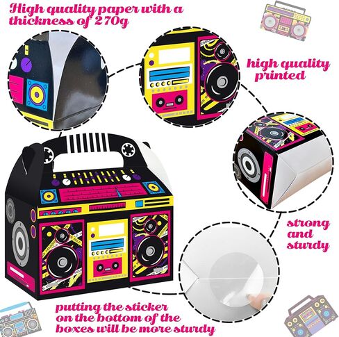umoni Radio Boombox Favor Box 80s 90s Party Decorations Boom Box Treat Boxes 24PCS Radio Birthday Party Supplies Retro Boombox Gift Box for 1980s Music Theme Party Decor in Saudi Arabia