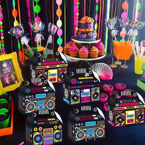 umoni Radio Boombox Favor Box 80s 90s Party Decorations Boom Box Treat Boxes 24PCS Radio Birthday Party Supplies Retro Boombox Gift Box for 1980s Music Theme Party Decor in Saudi Arabia