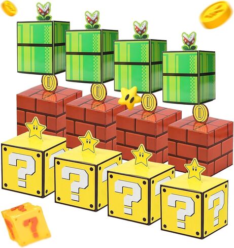 12PCS Game Theme Question Brick Pipe Treat Boxes–Game Themed Party Favor Boxes for Birthday, Holiday Events,Candy Treats & Classroom Celebrations (Small) in Saudi Arabia