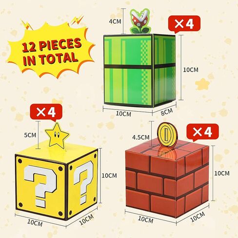 12PCS Game Theme Question Brick Pipe Treat Boxes–Game Themed Party Favor Boxes for Birthday, Holiday Events,Candy Treats & Classroom Celebrations (Small) in Saudi Arabia