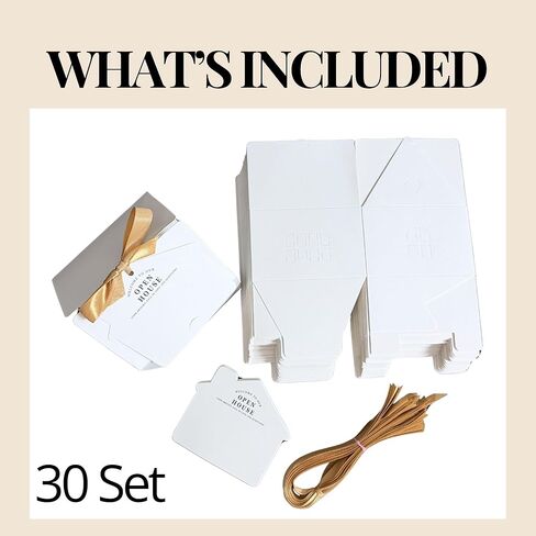 30 Pack Real Estate Agent Supplies – Realtor Supplies & Open House Supplies Gift Set, Real Estate Agent Gifts for Clients with House Gift Boxes, Greeting Cards & Beige Bows for Closings and Marketing in Saudi Arabia