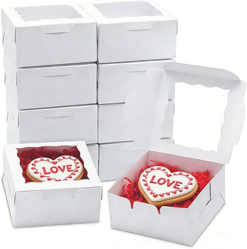 40 Pack Cookie Boxes 4x4x2 Inch Bakery Boxes with window Treat Box Chocolate Covered Strawberries Box for Christmas Valentine's Mother's Day in Saudi Arabia