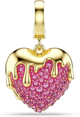 Swarovski Idyllia charm, Round cut, Heart, Pink, Gold-tone plated in Saudi Arabia
