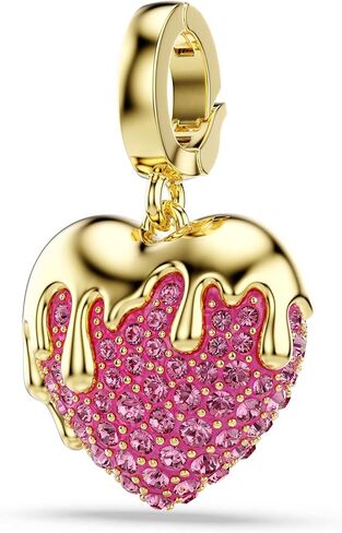 Swarovski Idyllia charm, Round cut, Heart, Pink, Gold-tone plated in Saudi Arabia
