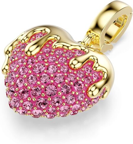 Swarovski Idyllia charm, Round cut, Heart, Pink, Gold-tone plated in Saudi Arabia