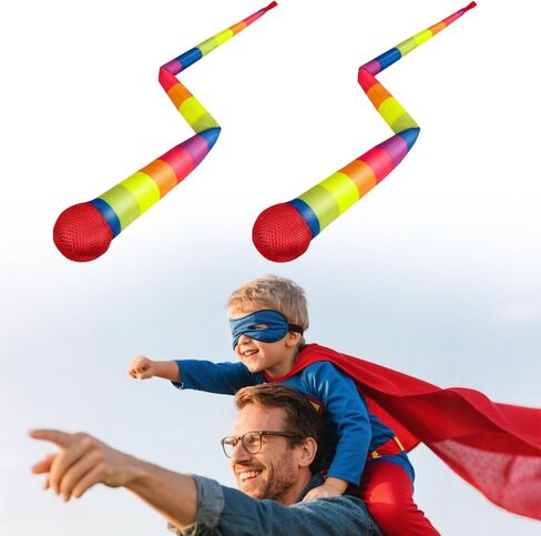 2 Pcs 8 Colors Throw and Catch Balls with Rainbow Tails, Outdoor Toys Bulk Playground Balls for Kids Adults, Physical Equipment Indoor Recess Games for Preschool, Camping Toys, 37" in Saudi Arabia