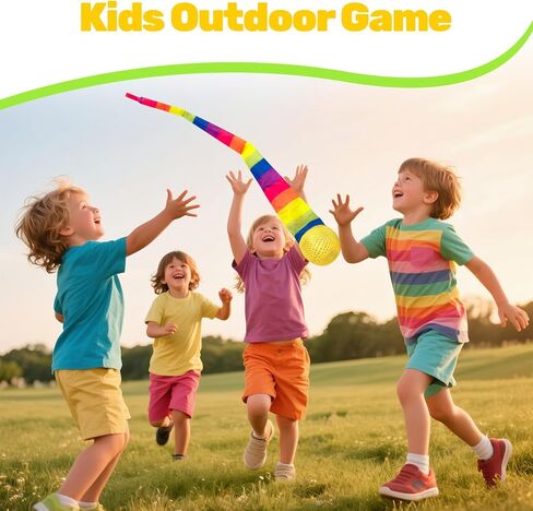 2 Pcs 8 Colors Throw and Catch Balls with Rainbow Tails, Outdoor Toys Bulk Playground Balls for Kids Adults, Physical Equipment Indoor Recess Games for Preschool, Camping Toys, 37" in Saudi Arabia