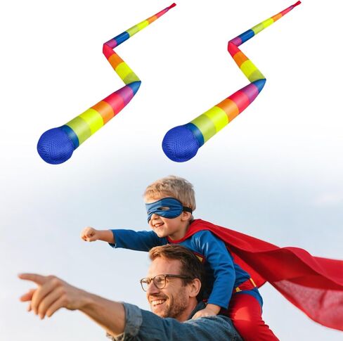 2 Pcs 8 Colors Throw and Catch Balls with Rainbow Tails, Outdoor Toys Bulk Playground Balls for Kids Adults, Physical Equipment Indoor Recess Games for Preschool, Camping Toys, 37" in Saudi Arabia