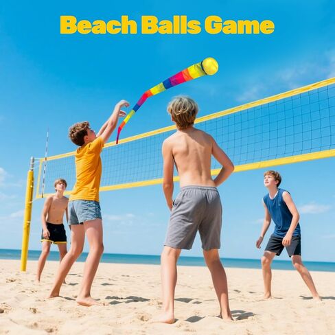 2 Pcs 8 Colors Throw and Catch Balls with Rainbow Tails, Outdoor Toys Bulk Playground Balls for Kids Adults, Physical Equipment Indoor Recess Games for Preschool, Camping Toys, 37" in Saudi Arabia