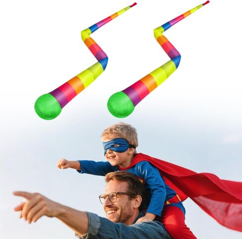 2 Pcs 8 Colors Throw and Catch Balls with Rainbow Tails, Outdoor Toys Bulk Playground Balls for Kids Adults, Physical Equipment Indoor Recess Games for Preschool, Camping Toys, 37" in Saudi Arabia