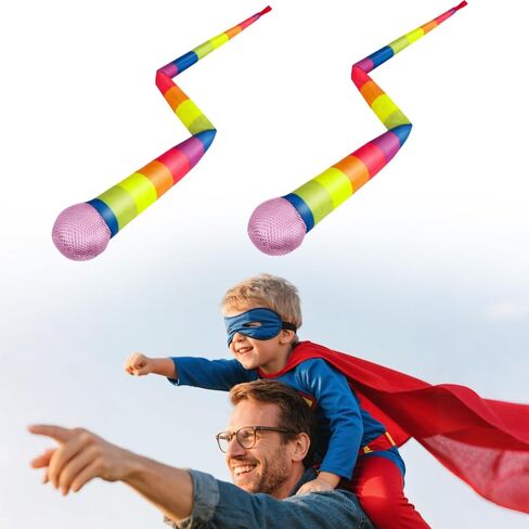 2 Pcs 8 Colors Throw and Catch Balls with Rainbow Tails, Outdoor Toys Bulk Playground Balls for Kids Adults, Physical Equipment Indoor Recess Games for Preschool, Camping Toys, 37" in Saudi Arabia