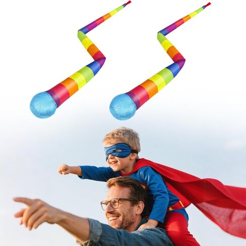 2 Pcs 8 Colors Throw and Catch Balls with Rainbow Tails, Outdoor Toys Bulk Playground Balls for Kids Adults, Physical Equipment Indoor Recess Games for Preschool, Camping Toys, 37" in Saudi Arabia
