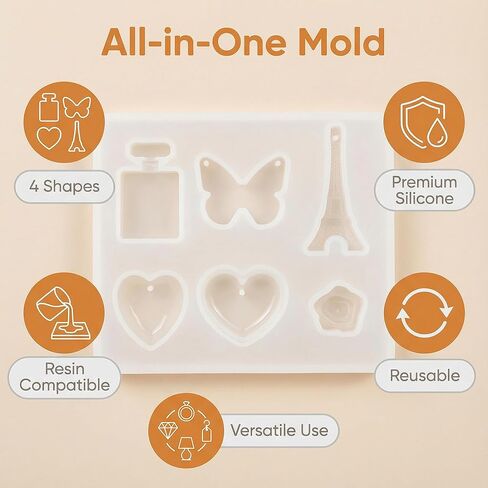 Epoxy Resin Molds Tower-Inspired Silicone Casting Template, White 1 Piece Flexible Mold for Small Charms, Keepsakes, and Desk Decor DIY Projects in Saudi Arabia