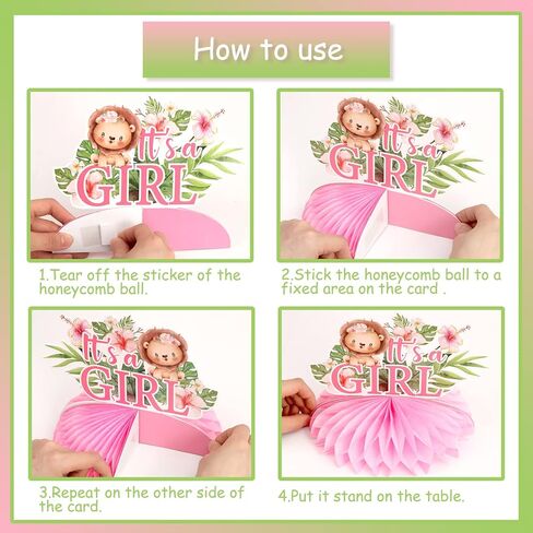 Jungle Safari Baby Shower Decorations for Girl, Jungle Animals Honeycomb Centerpieces, Pink Jungle Animal Theme It’s a Girl Welcome Baby Honeycomb for Jungle Theme Baby Shower Decorations in Saudi Arabia