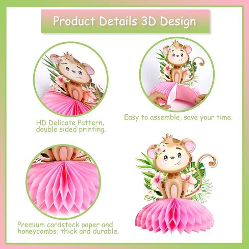 Jungle Safari Baby Shower Decorations for Girl, Jungle Animals Honeycomb Centerpieces, Pink Jungle Animal Theme It’s a Girl Welcome Baby Honeycomb for Jungle Theme Baby Shower Decorations in Saudi Arabia