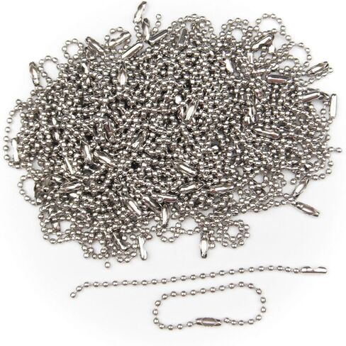 ALL in ONE 90g/100pcs Nickel Plated Connector Clasp Ball Chains Keychain Tag (Silver) in Saudi Arabia