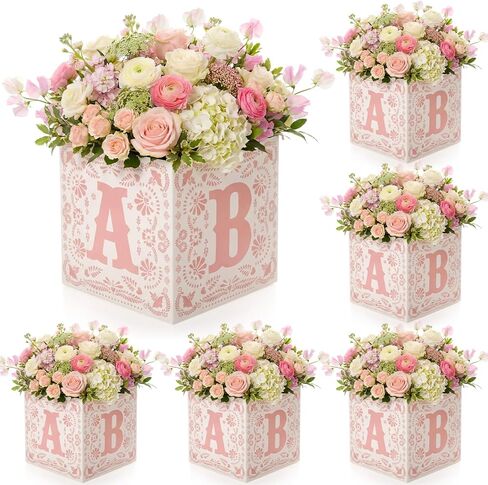 6 قطع من صندوق استحمام الطفل Cielito Lindo، مقاس 7x7x7 بوصة، قطعة مركزية على شكل زهرة وردية مع حروف، قطعة مركزية لحفلة استحمام الطفل المكسيكي، حامل كتلة للحفلات للكشف عن الجنس، ديكور طاولة in Kuwait