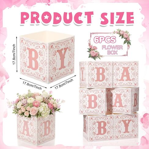 6 قطع من صندوق استحمام الطفل Cielito Lindo، مقاس 7x7x7 بوصة، قطعة مركزية على شكل زهرة وردية مع حروف، قطعة مركزية لحفلة استحمام الطفل المكسيكي، حامل كتلة للحفلات للكشف عن الجنس، ديكور طاولة in Kuwait