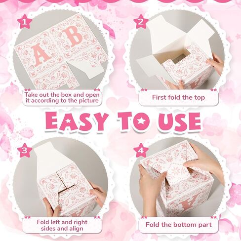 6 قطع من صندوق استحمام الطفل Cielito Lindo، مقاس 7x7x7 بوصة، قطعة مركزية على شكل زهرة وردية مع حروف، قطعة مركزية لحفلة استحمام الطفل المكسيكي، حامل كتلة للحفلات للكشف عن الجنس، ديكور طاولة in Kuwait