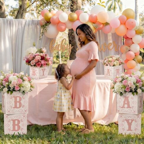 6 قطع من صندوق استحمام الطفل Cielito Lindo، مقاس 7x7x7 بوصة، قطعة مركزية على شكل زهرة وردية مع حروف، قطعة مركزية لحفلة استحمام الطفل المكسيكي، حامل كتلة للحفلات للكشف عن الجنس، ديكور طاولة in Kuwait